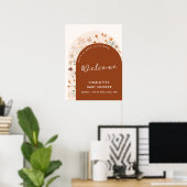 Terracotta Herfst Boho Wildflower Arch Welkom Poster (Thuiskantoor)