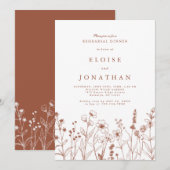 Terracotta Herfst Boho Wildflower repetitie diner Kaart (Voorkant / Achterkant)