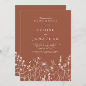 Terracotta Herfst Boho Wildflower repetitie diner Kaart (Voorkant / Achterkant)