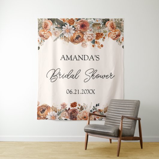 Terracotta herfst bruidsdouche achtergrondtapijt wandkleed (In situ)