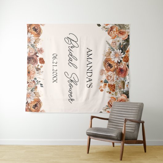 Terracotta herfst bruidsfeest achtergrondtapijt wandkleed (In Situ (horizontaal))