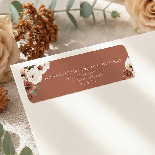 Terracotta Herfst Bruiloft Retouradres Etiket