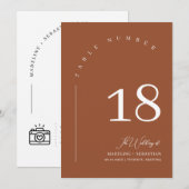 Terracotta herfst bruiloft zitplaats kaart tafelnu (Voorkant / Achterkant)