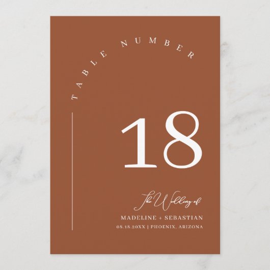 Terracotta herfst bruiloft zitplaats kaart tafelnu (Voorkant)