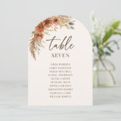 Terracotta herfst bruiloft zitplaats tafel nummer kaart (Staand voorkant)