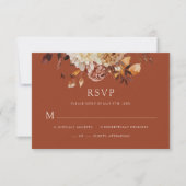 Terracotta Herfst Copper Floral Wedding RSVP (Voorkant)