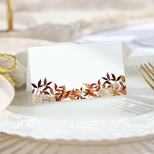 Terracotta Herfst Copper Waterverf Leaves Plaatskaartje
