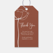 Terracotta Herfst Eenvoudige bloemenbruiloft Dank  Cadeaulabel (Voorkant)