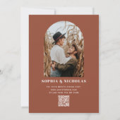 Terracotta herfst Elegante minimalistische bruilof Kaart (Achterkant)