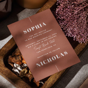 Terracotta herfst Elegante minimalistische bruilof Kaart