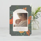 Terracotta Herfst Floral 2 Foto Aankondiging Geboo (Staand voorkant)