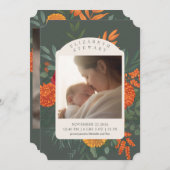 Terracotta Herfst Floral 2 Foto Aankondiging Geboo (Voorkant / Achterkant)