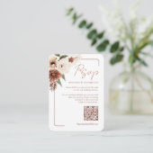 Terracotta Herfst Floral Modern QR Code RSVP Informatiekaartje (Staand voorkant)