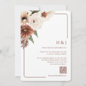 Terracotta Herfst Floral Modern QR Code RSVP Wedde Kaart (Achterkant)