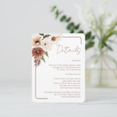 Terracotta Herfst Floral Modern Wedding Informatiekaartje (Staand voorkant)