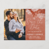 Terracotta Herfst Floral Save the Date Briefkaart (Voorkant)