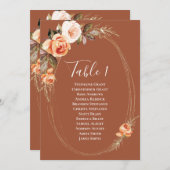 Terracotta Herfst Floral Table Number Seating Char Kaart (Voorkant / Achterkant)