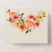 Terracotta Herfst Floral Wedding All In One Uitnodiging (Achterkant)