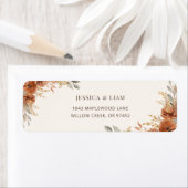 Terracotta Herfst Floral Wedding Mail Retouradres Etiket (Insitu)