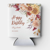  terracotta herfst florale botanische verjaardag blikjeskoeler (Voorkant)