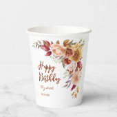  terracotta herfst florale botanische verjaardag papieren bekers (Achterkant)