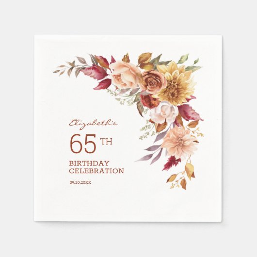  terracotta herfst florale botanische verjaardag servet (Voorkant)