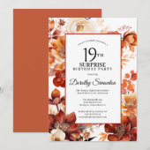Terracotta Herfst Flowers 19e verrassingsverjaarda Kaart (Voorkant / Achterkant)