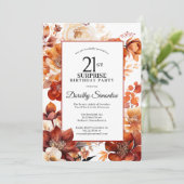 Terracotta Herfst Flowers 21e verrassingsverjaarda Kaart (Staand voorkant)