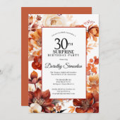 Terracotta Herfst Flowers 30e verrassingsverjaarda Kaart (Voorkant / Achterkant)