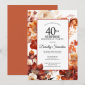 Terracotta Herfst Flowers 40e verrassingsverjaarda Kaart (Voorkant / Achterkant)