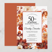 Terracotta Herfst Flowers 50ste verrassingsverjaar Kaart (Voorkant / Achterkant)