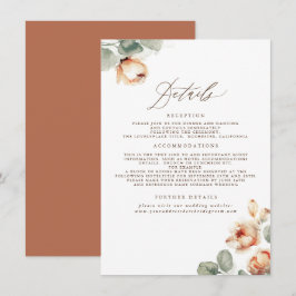 Terracotta Herfst Flowers Elegant Wedding Details Informatiekaartje