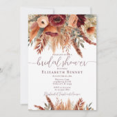 Terracotta Herfst Flowers Pampas Grass Vrijgezelle Kaart (Voorkant)