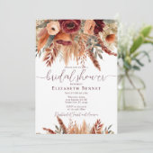 Terracotta Herfst Flowers Pampas Grass Vrijgezelle Kaart (Staand voorkant)