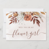 Terracotta Herfst Foliage Bloemenmeisje Voorstel Kaart (Voorkant)
