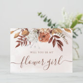 Terracotta Herfst Foliage Bloemenmeisje Voorstel Kaart (Staand voorkant)