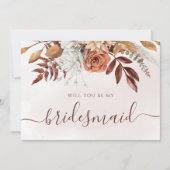 Terracotta Herfst Foliage Flower Bridesmaid-voorst Kaart (Voorkant)