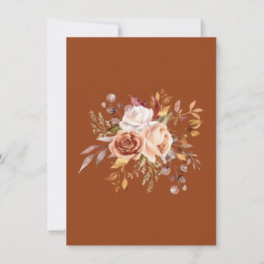 Terracotta Herfst Foliage Flowers Dank u kaart (Achterkant)