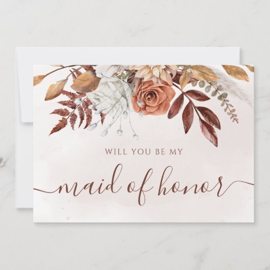 Terracotta Herfst Foliage Maid of Honor proposal Kaart (Voorkant)