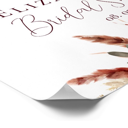 Terracotta Herfst Gedroogde Bloemen Pampas Grass W Poster (Hoek)