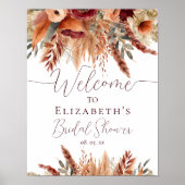 Terracotta Herfst Gedroogde Bloemen Pampas Grass W Poster (Voorkant)