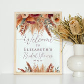 Terracotta Herfst Gedroogde Bloemen Pampas Grass W Poster