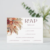 Terracotta herfst gedroogde bloemen Pampas maaltij RSVP Kaartje (Staand voorkant)