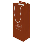 Terracotta Herfst Gepersonaliseerde Naam Trouwfees Wijn Cadeautas (Achterkant Gekanteld)
