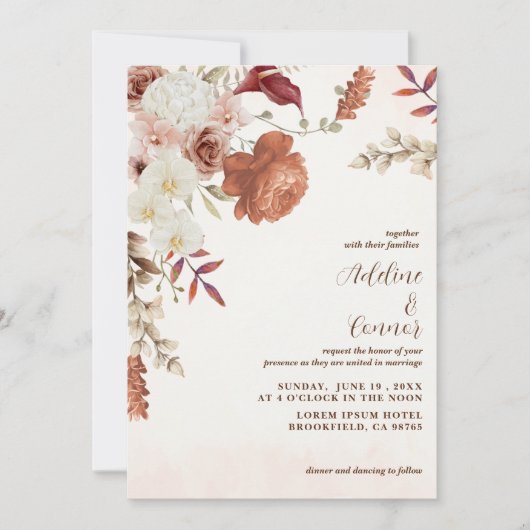 Terracotta Herfst Herfst Bloemen Boho rustieke bru (Voorkant)