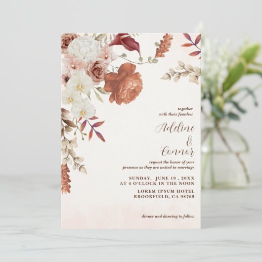 Terracotta Herfst Herfst Bloemen Boho rustieke bru (Staand voorkant)