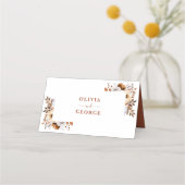 Terracotta herfst Herfst rustieke bloemenbruiloft Plaatskaartje (Achterkant)