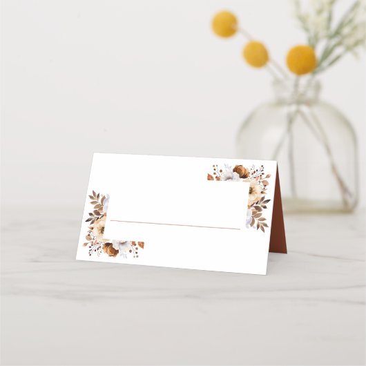 Terracotta herfst Herfst rustieke bloemenbruiloft Plaatskaartje (Voorkant)