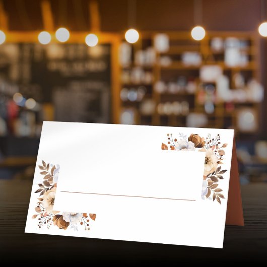 Terracotta herfst Herfst rustieke bloemenbruiloft Plaatskaartje