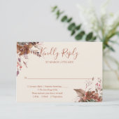 Terracotta herfst Herfst rustieke bloemenbruiloft RSVP Kaartje (Staand voorkant)